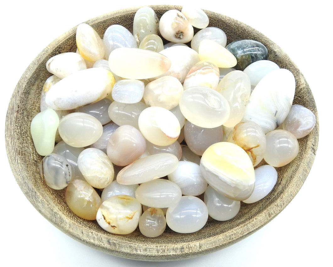 Brazilian White Agate Polished Tumblestone Healing Crystals